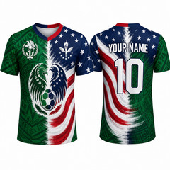 Custom Green Navy Soccer Jersey Red White Star Football Shirt Custom Name Number