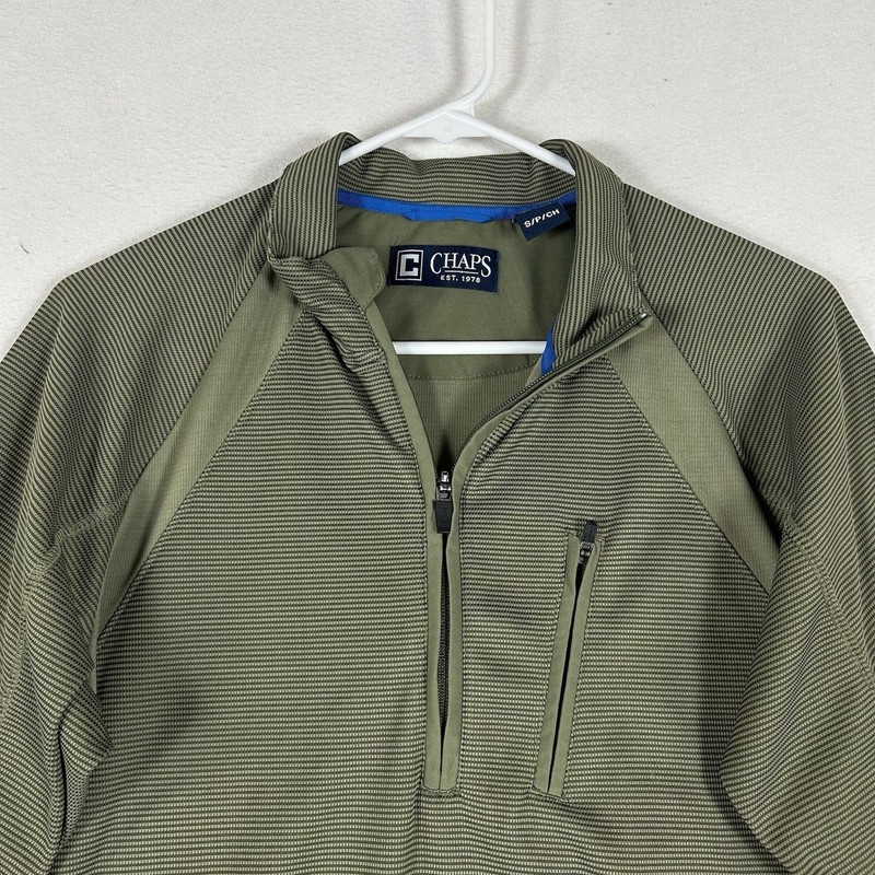 Chaps 1/4 Zip Pullover Sweatshirt Mens Small Green Long Sleeve Casual Top Pocket gallery
