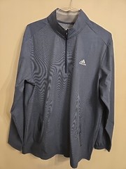 Adidas Ultimate365 Quarter-Zip Top Pullover Size Large Black/Gray Pinstripe
