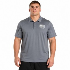 Under Armour Mens U.S. Army Gray Polo Short Sleeve Sz 3XL American Flag