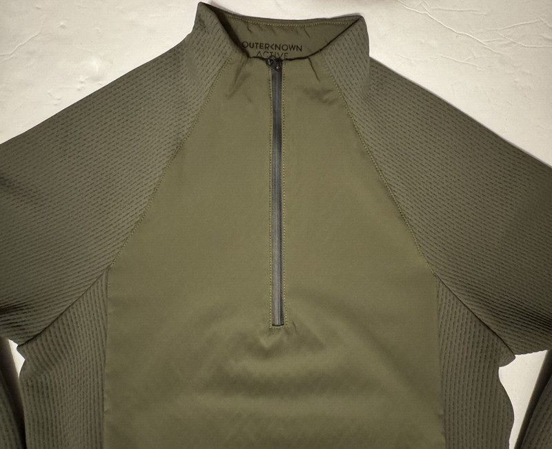 Outerknown Active Mens X-Small Warm Up 1/4 Zip Pullover Jacket Olive Green XS gallery
