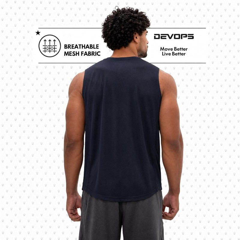Men's Sleeveless Dry Fit Mesh Tank Top Muscle Shirts Gym Workout Devops Shirts gallery
