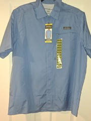 Eddie Bauer Men’s Blue Moisture Wicking Woven Tech Short Sleeve Medium Shirt