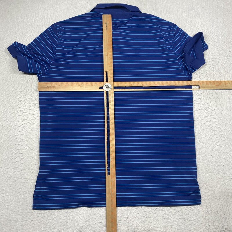 Tommy Hilfiger Performance Polo Shirt Mens XL Blue Striped Short Sleeve Golf gallery