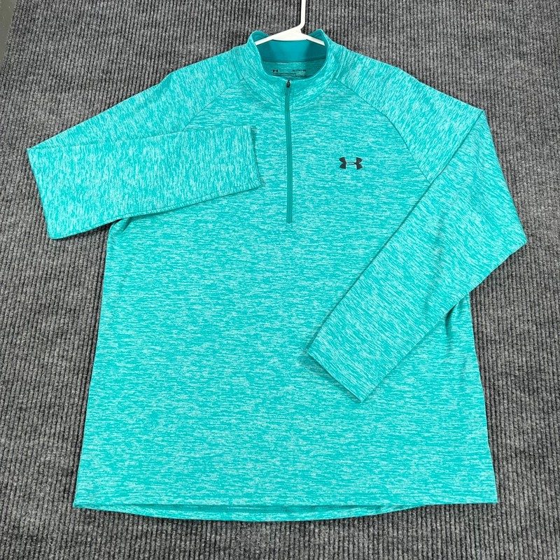 Under Armour Pullover Shirt Mens XL Extra Large Teal Green Long Sleeve 1/4 Zip gallery