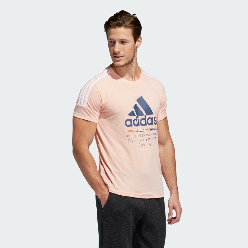 Adidas GLOBAL CITIZENS 3-STRIPES CLIMALITE TEE Logo Training gym Shirt~Mens sz L gallery