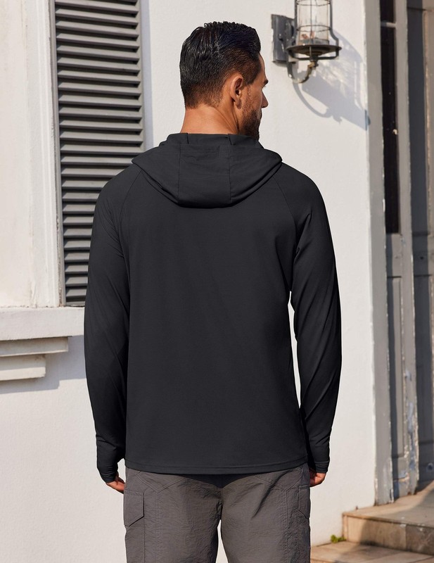 Mens UPF 50+ Sun Protection Hoodie SPF Shirt Long Sleeve Hiking Fishing Outdo... gallery