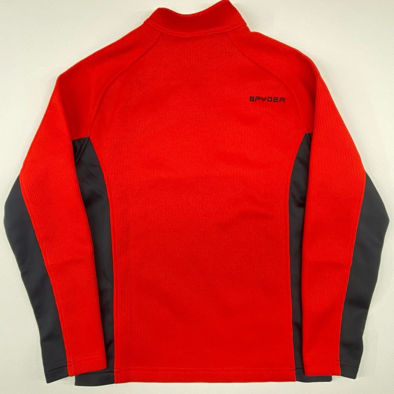 Spyder Mens L Red Black 1/4 Zip Fleece Pullover Sweater Waffle Knit gallery