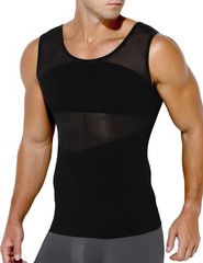 Men’s Slimming Shirt Mesh Compression Shirt 4-Way Stretch Body Shaper for Che…