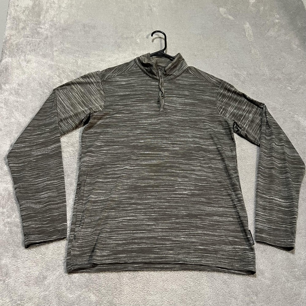 ExOfficio Henley Pullover Mens Small Gray Long Sleeve Mock Neck Hiking