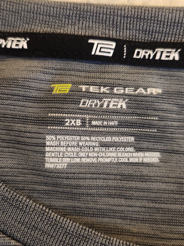 Tek Gear Mens 2XB Slate Hawk Active Performance Dry Tek Short Sleeve Shirt gallery