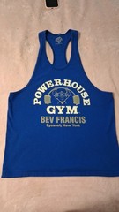 Powerhouse Gym Tank Top Mens Large Blue Logo Stringer Bodybuilding Workout