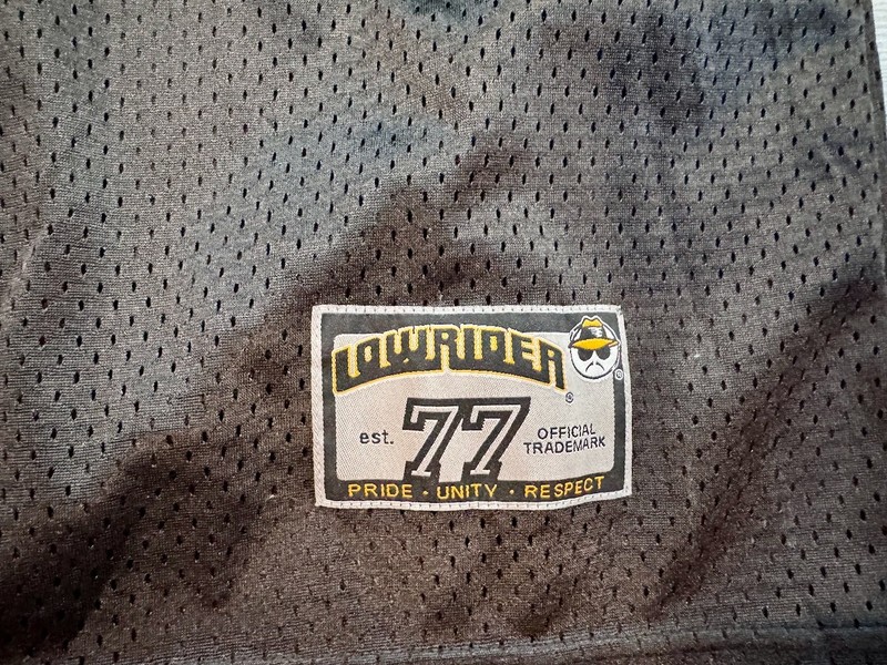 Lowrider Brand #77 Football Jersey — Vintage Y2K Chicano Streetwear, Blk, 3XL gallery