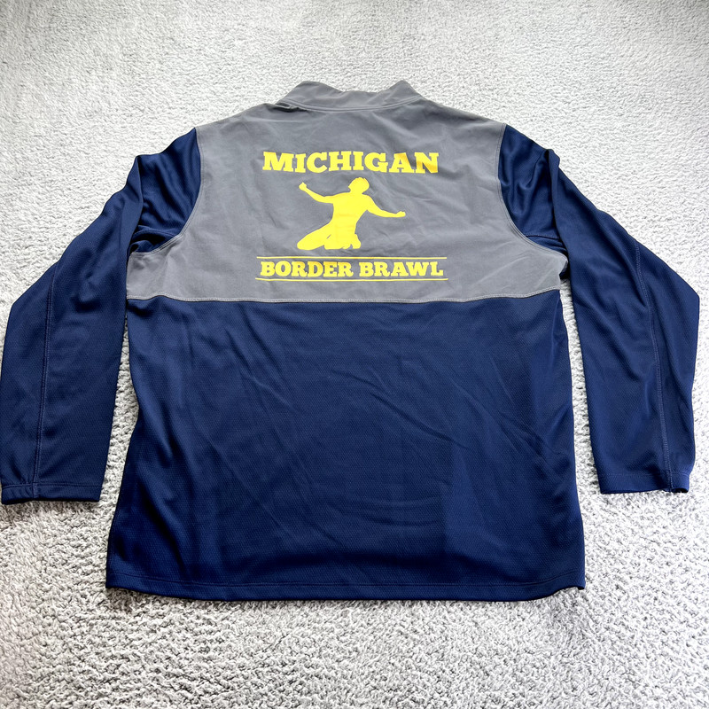 Nike Fit Dry athletic 1/4 zip top, RN56323 mock neck Blue Michigan XL Logo gallery