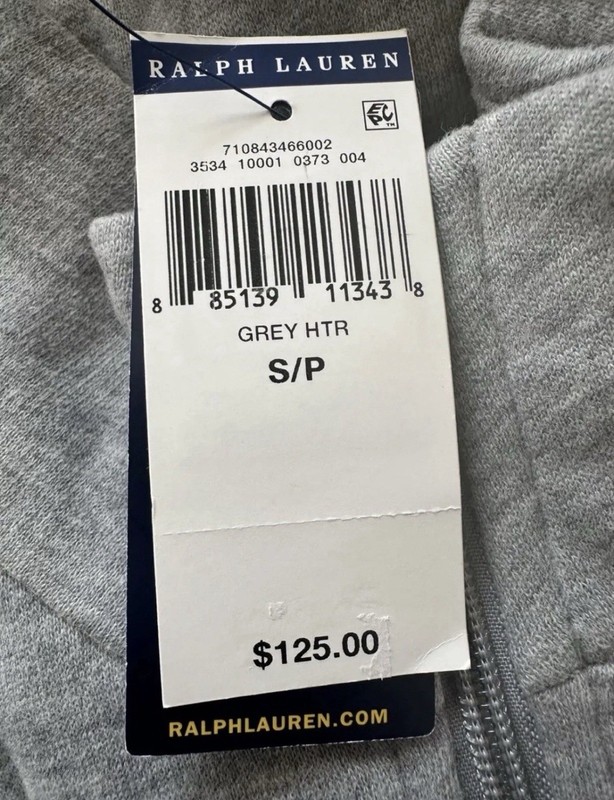 NWT Polo Ralph Lauren Mens Pullover Sweatshirt S Heather Gray Blue POLO Fleece gallery