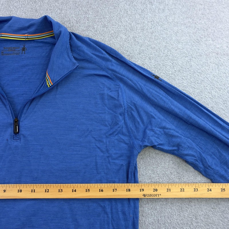 Smartwool Merino 150 Pullover Mens Medium Blue 1/4 Zip Long Sleeve Hiking Adult gallery