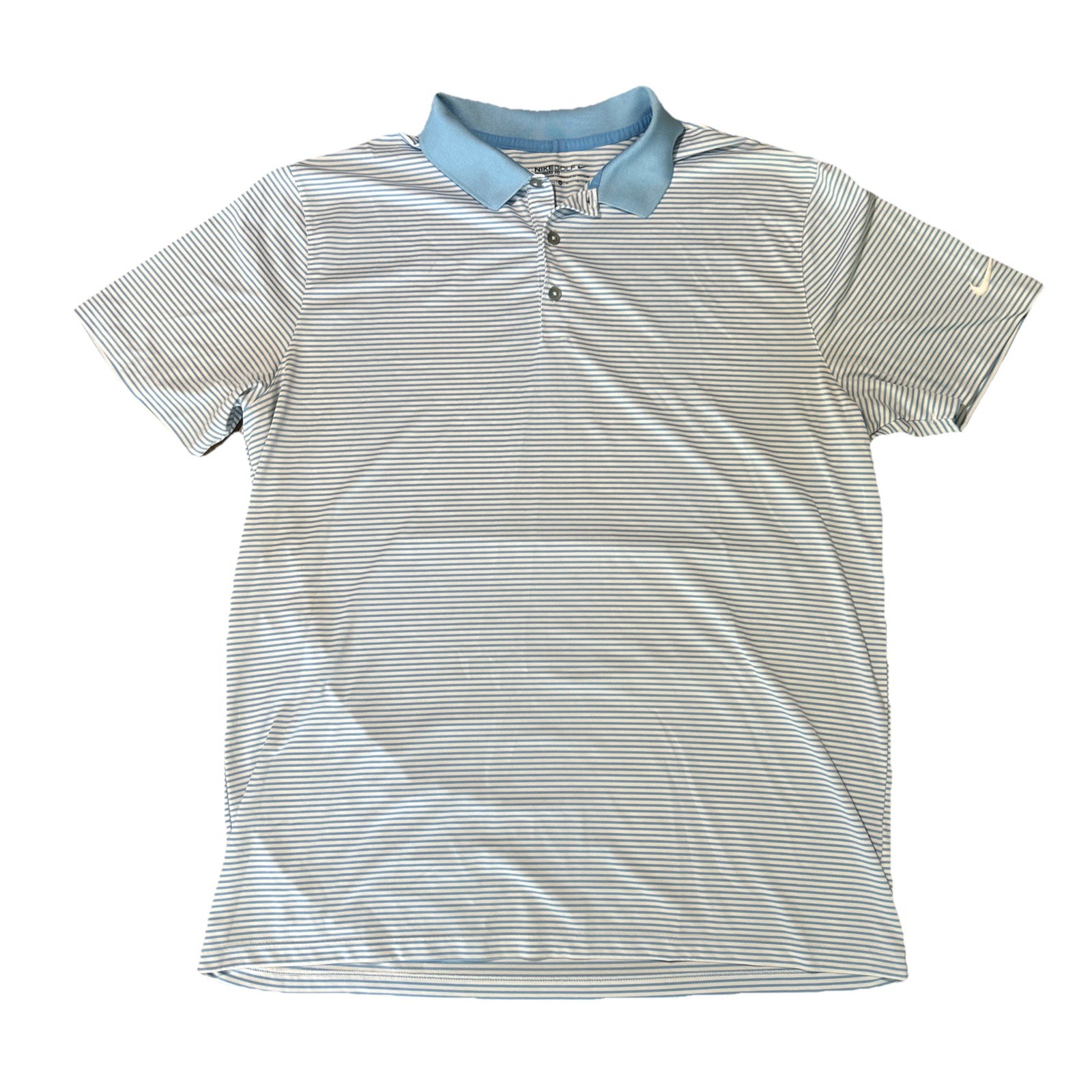 NIKE GOLF DRI FIT TOUR PERFORMANCE POLO SHIRT Sz Mens XL Blue w White Stripe gallery