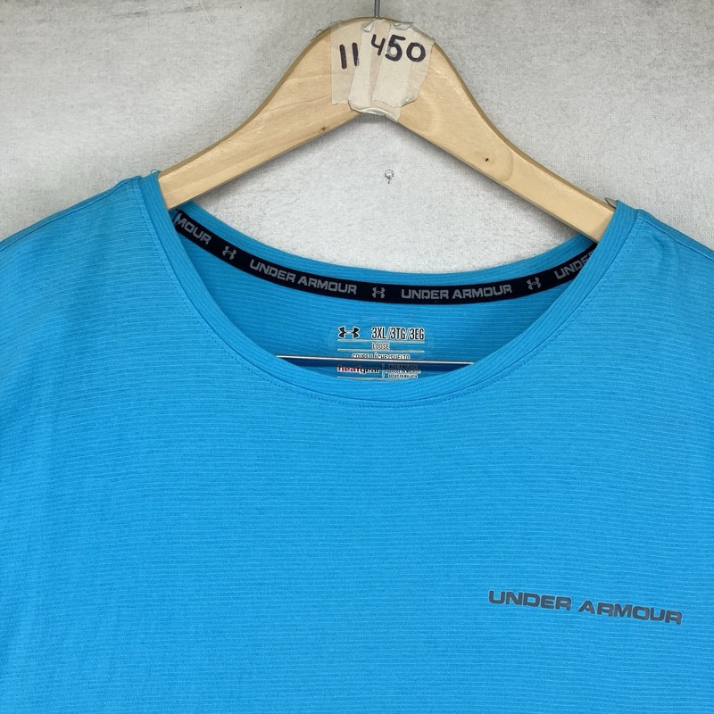 Men's Under Armour Shirt 3XL Loose heatgear Charged Light Blue Short Sleeve EUC gallery