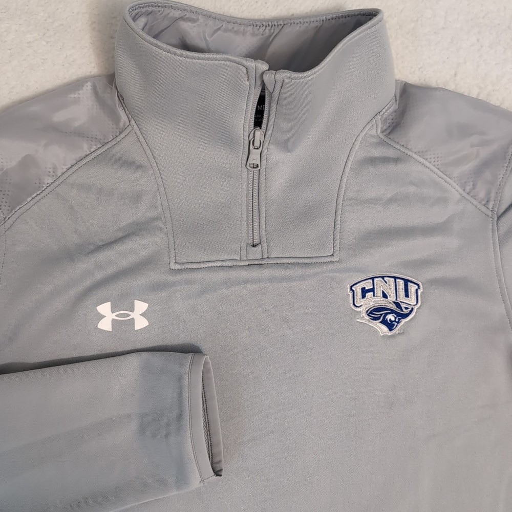 Under Armour Gray Nylon Poly 1/4 Zip Mock Neck Gym Running Mens Med CNU