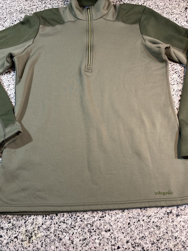 Patagonia Expedition Weight Capilene Shirt Men Medium Green 1/4 Zip Thermal gallery