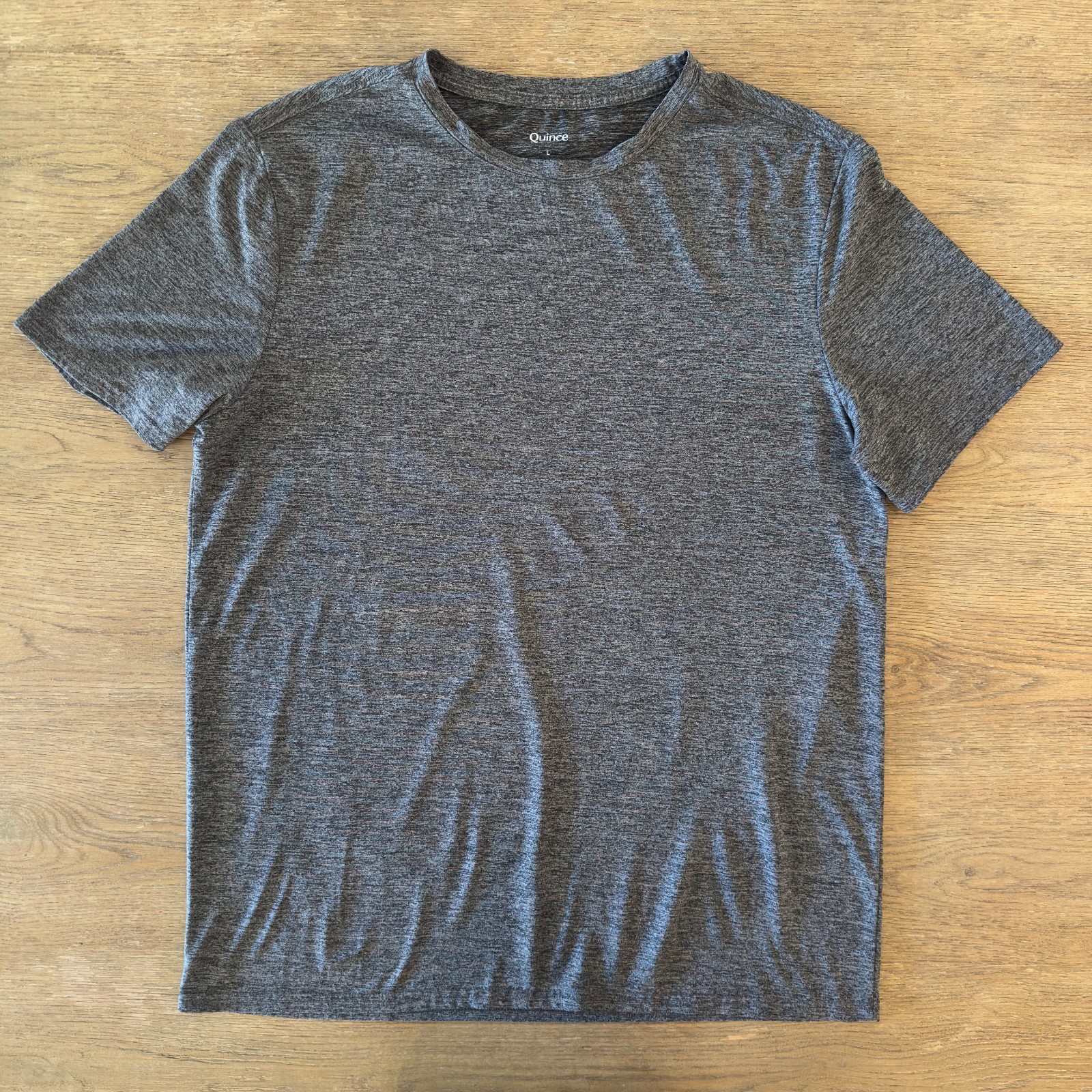 Quince Flowknit Breeze Performance Gym Running Tee-Charcoal-Men's Size L-RRP $58 gallery