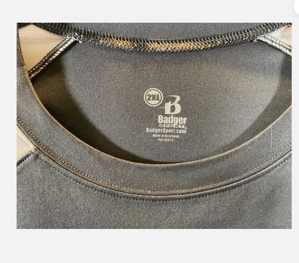 Badger Sport Shirt Mens 2XL Gray LLG Raglan Athletic Performance Training Tee gallery