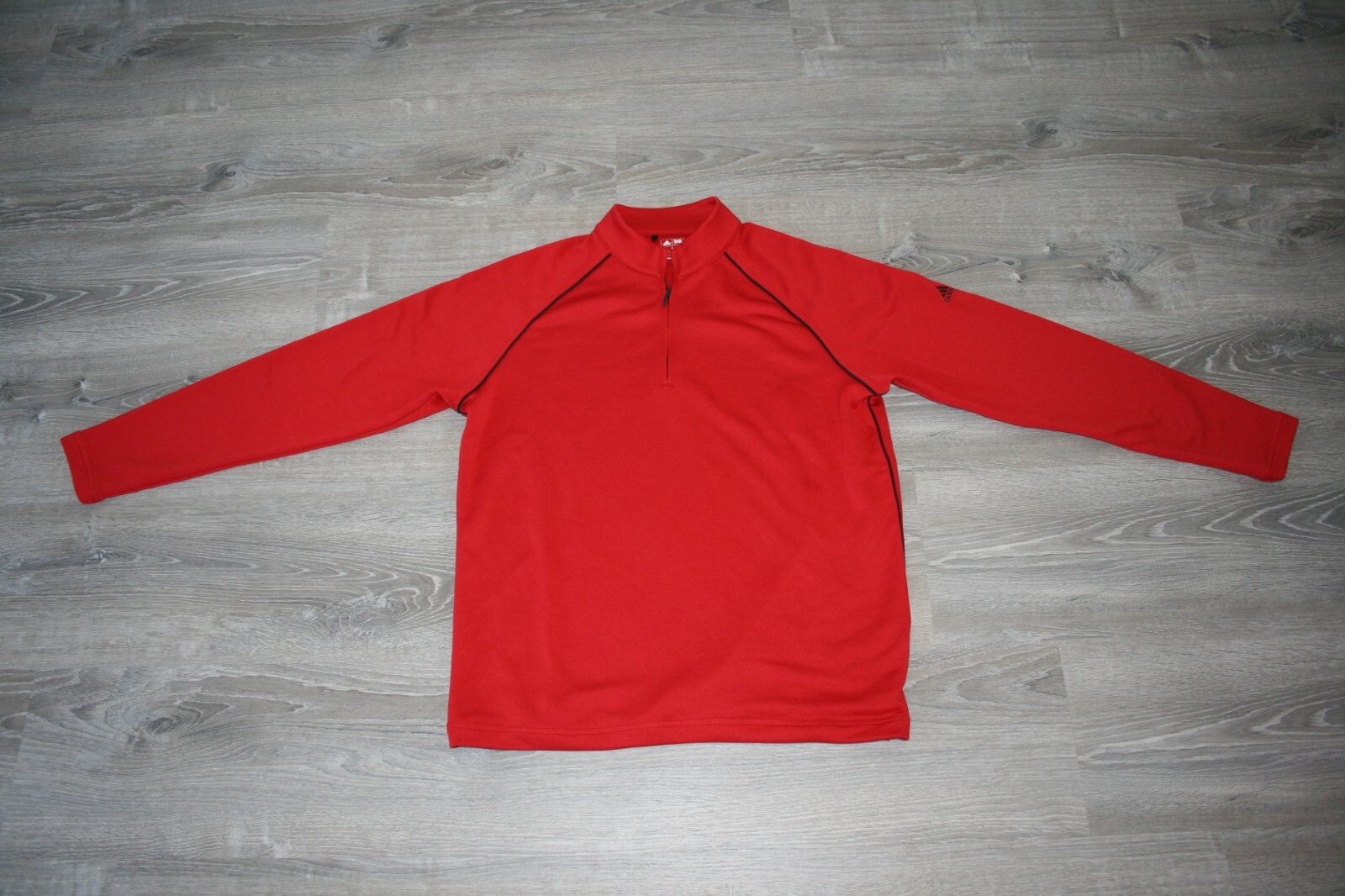 Adidas Golf Red with Black Trim Mens Medium 1/4 Zip Pullover Top Shirt gallery