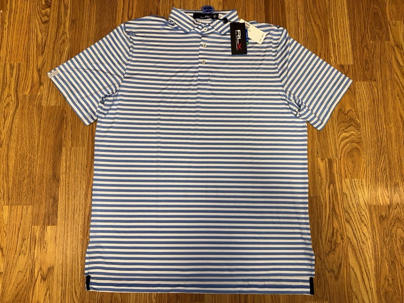 RLX Ralph Lauren Mens Wicking Polo Golf Striped Shirt - Large - New with Tags gallery