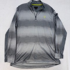 PGA Tour Mens XL Grey Ombre Striped Quarter Zip Long Sleeve Golf Pullover Shirt