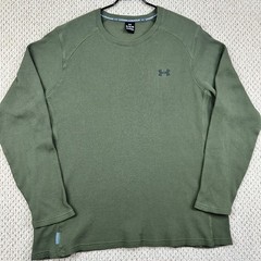 Under Armour Shirt Mens XL Green UA Waffle Max Crew Neck Long Sleeve Loose Fit