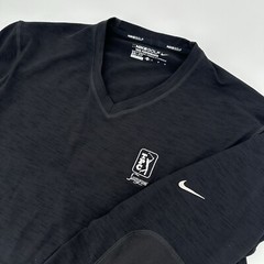 Nike Golf Shirt Mens Medium Tour Performance V Neck Long Sleeve TPC Sawgrass