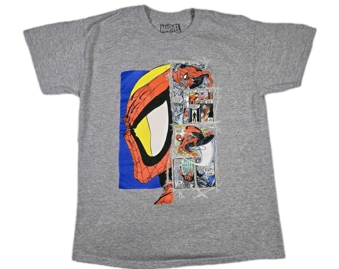 Mens Amazing SpiderMan Short Sleeve T Shirt Large Marvel Advengers Gray gallery