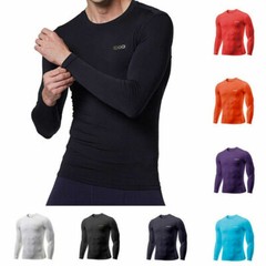 EXIO Mens Compression Base Layer Top Cool Dry Long Sleeve Workout Shirt R01