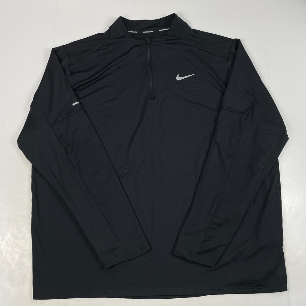 Nike Shirt Mens 2XL XXL Black Dri Fit 1/4 Zip Pullover Golf Running Workout Gym