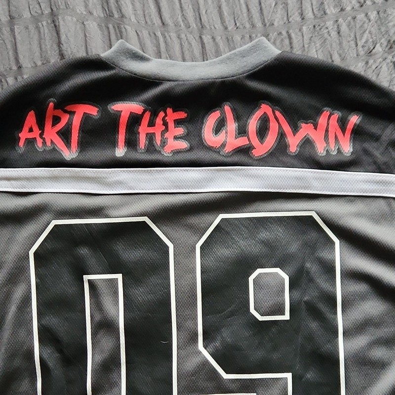 Terrifier Art the Clown Hockey Jersey Men's M Gray Black Graphic Print gallery