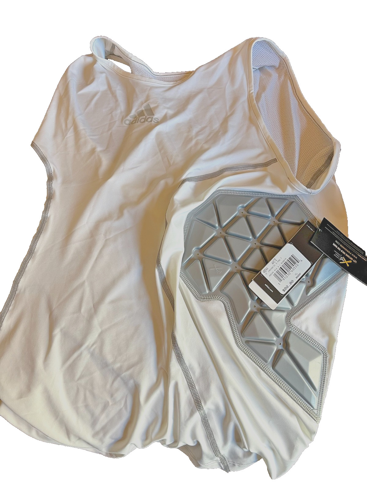 $80 NEW Adidas Padded Tank Top Men’s White Compression Sports Training Shirt XL gallery