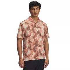 Size L Golf Shirt Under Armour Matchplay All Over Print Polo Canyon Pink Men NEW