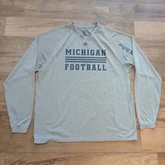 Michigan Wolverines Shirt Mens XXL 2XL Grey Adidas Football Hail To The Victors