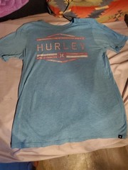 Hurley UltraSoft T-shirt Mens M Blue Cool Design Skater Orange & White Graphic