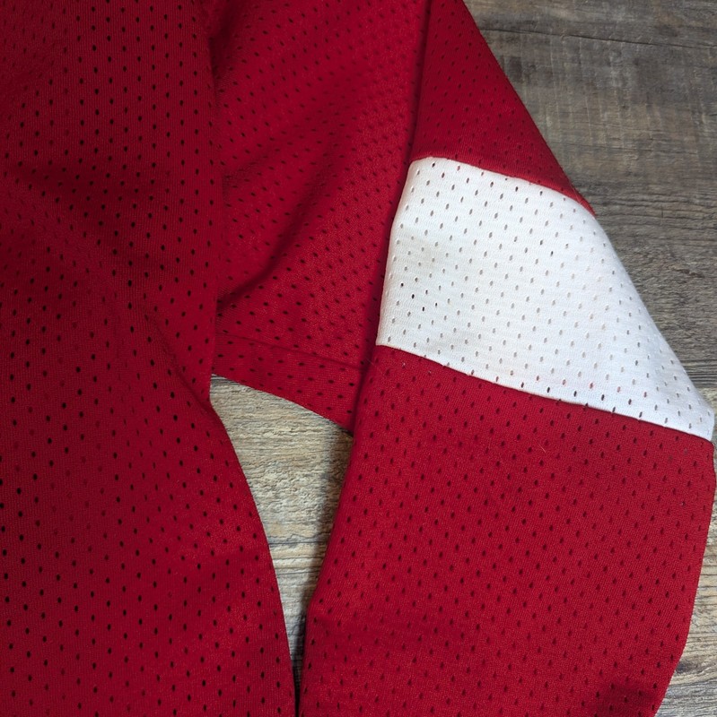 Vintage 80s Champion Hockey Jersey Made In USA Red White Large gallery