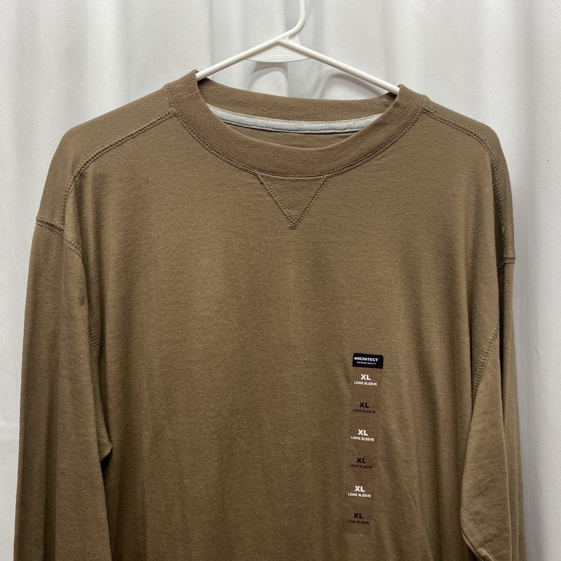Architect men's Shirt size Xl basic long sleeve brown pullover nwt Classic gallery