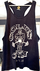 Vintage Golds Gym LARGE NAVY BLUE Bodybuilding Stringer Style Tank Top PRE LOVED