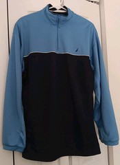 Men’s Nautica 1/4 Zip Long Sleeve Athletic Pullover Blue Color Block Size Large
