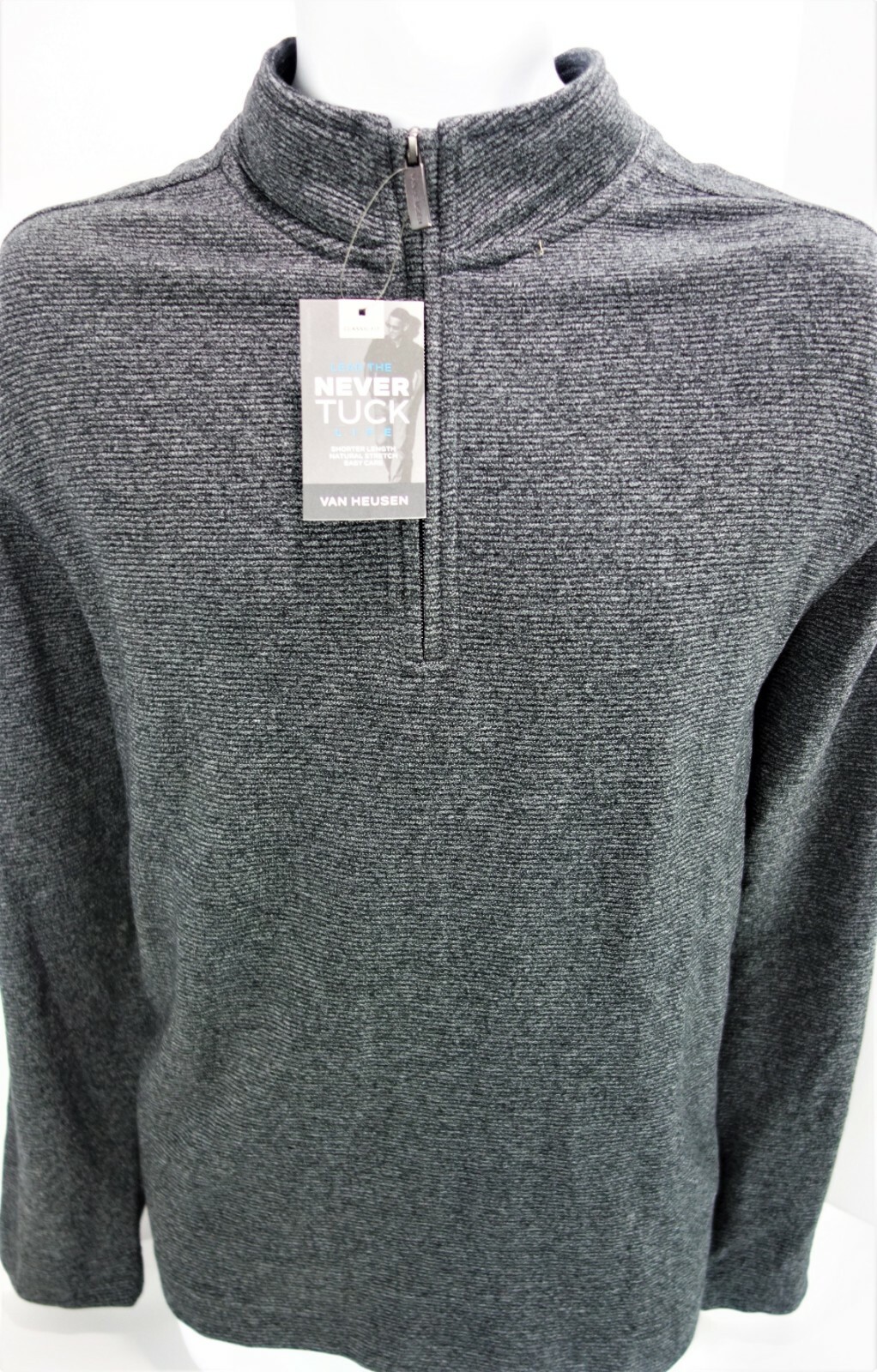 Large Van Heusen Never Tuck Black Otto Pull Over 1/4 Zip gallery