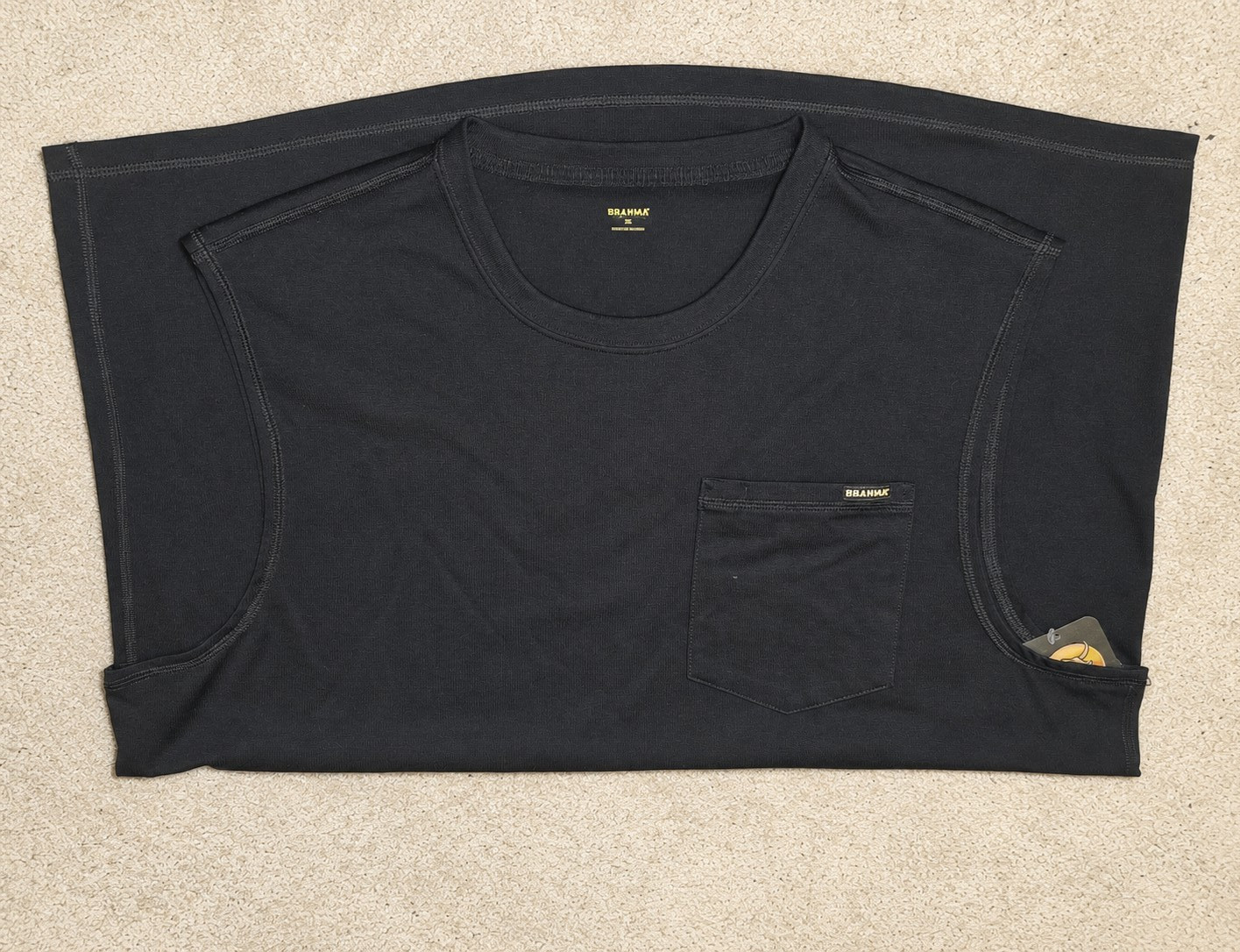 Brahma Men's XL Black Relaxed Fit Moisture Wicking Crew Neck Tank Top gallery