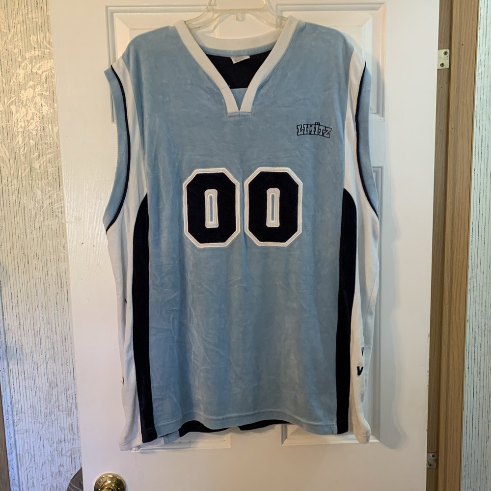 Vintage 90’s Limitz 00 No Boundaries Men’s Velvet Jersey Sleeveless Large Blue