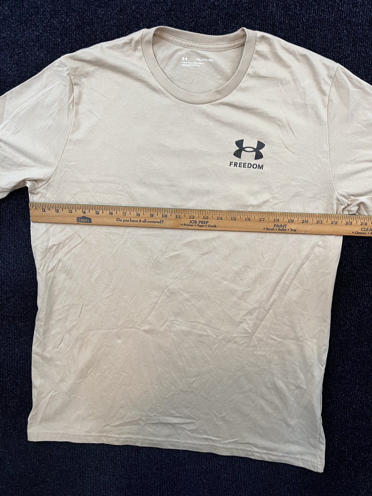 Under Armour Shirt Mens 2XL Tan Freedom American Flag Athletic Tee Loose Fit gallery
