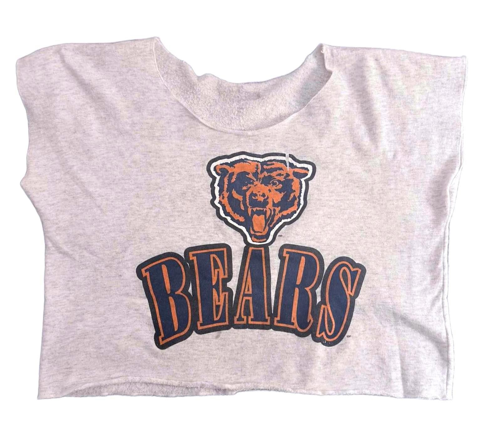 Vintage Bears Heathered Gray Sweatshirt Crop Top w/ Cut-off sleeves Size Medium gallery