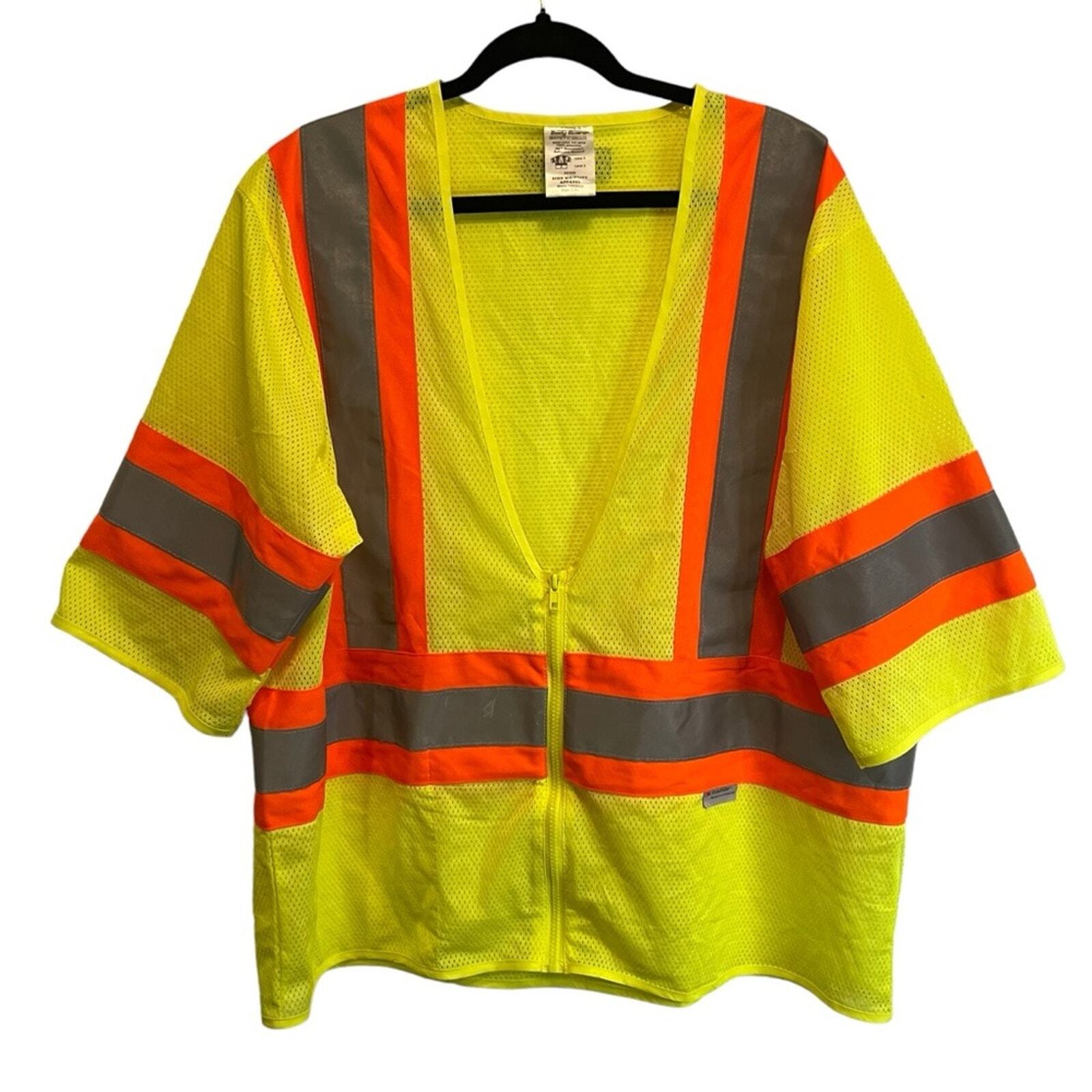 Body Guard Yellow & Orange Safety Vest w/ Reflective Strips. Size L/ XL gallery
