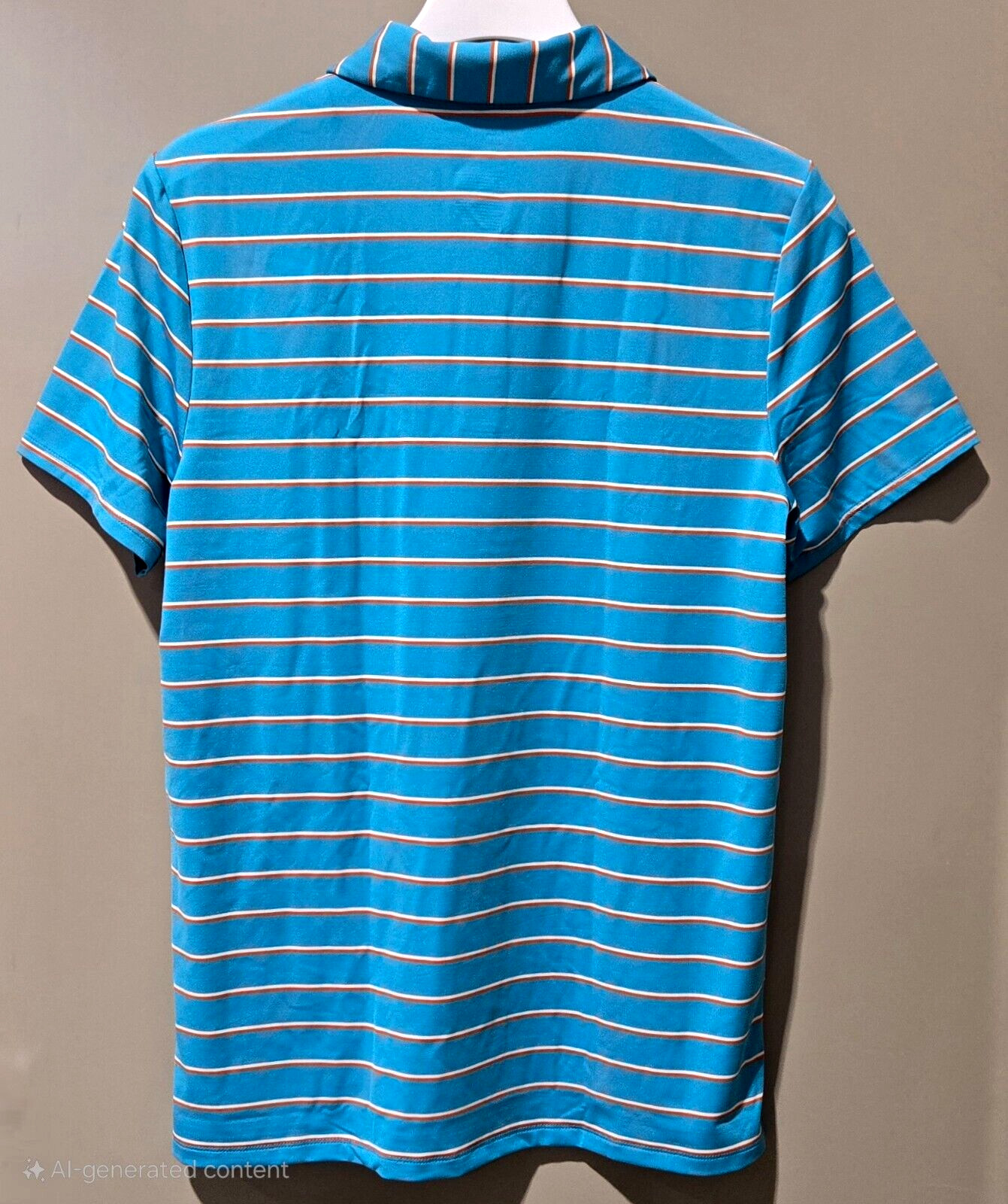 All In Motion Aqua Blue Striped Athletic Golf Polo Shirt -- Men's Size Small gallery